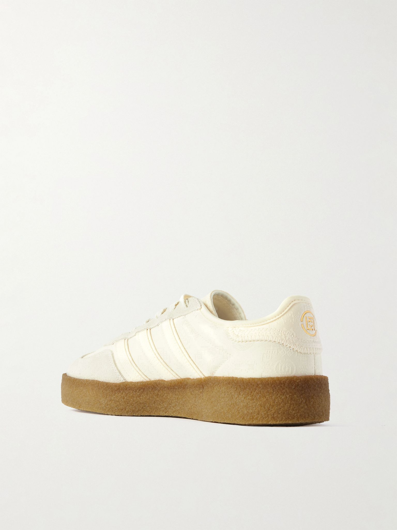 + CLOT Gazelle suede-trimmed jacquard sneakers Cream - 3