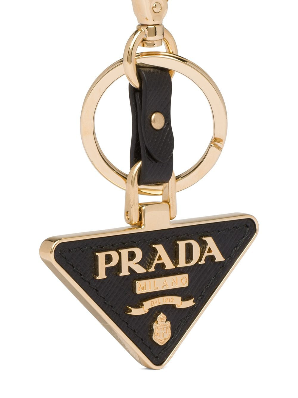 Prada Women Saffiano Leather And Metal Triangle Keychain - 2