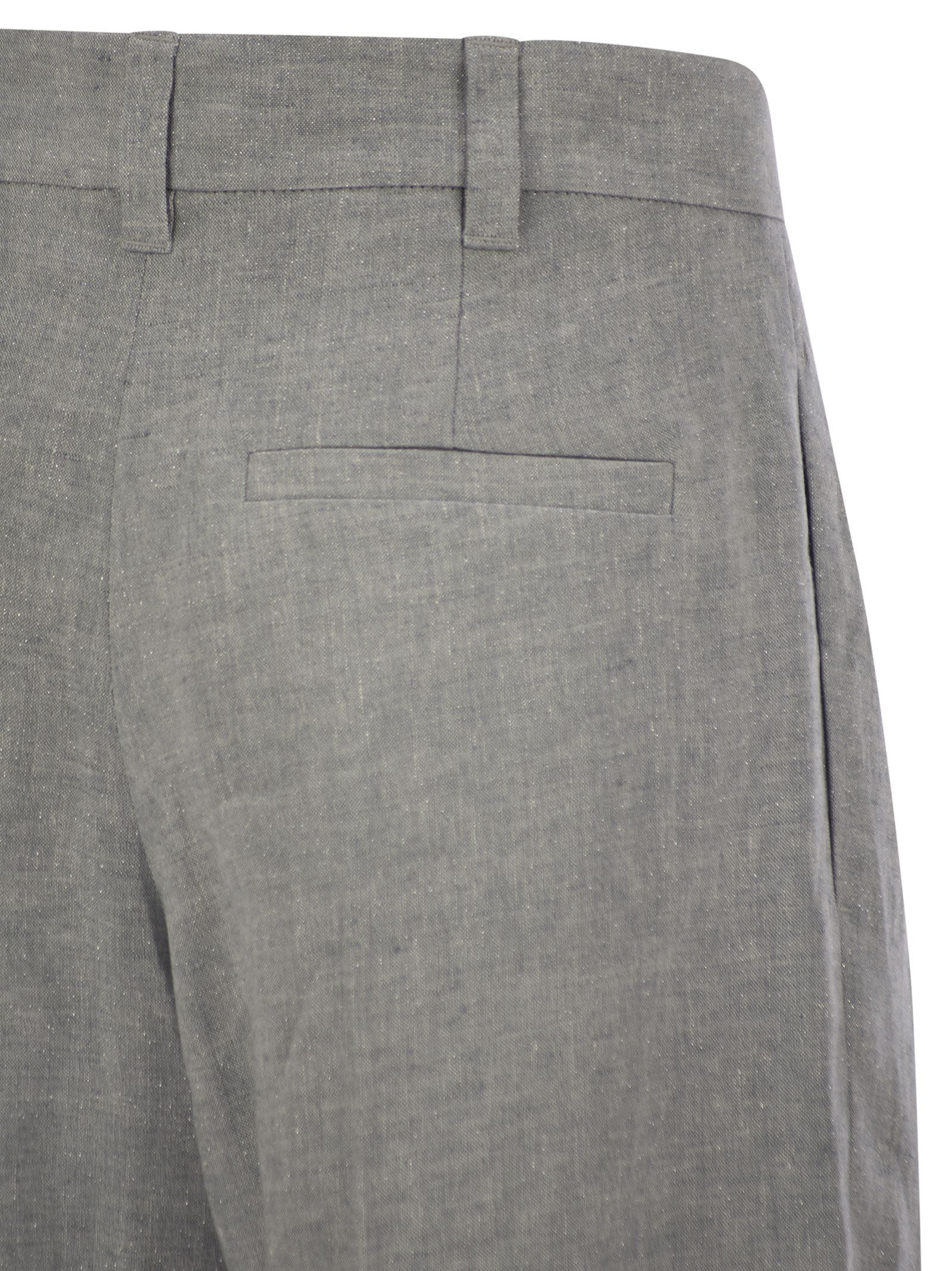 Brunello Cucinelli Women Sartorial Wide Trousers In Sparkling Linen Canvas - 4