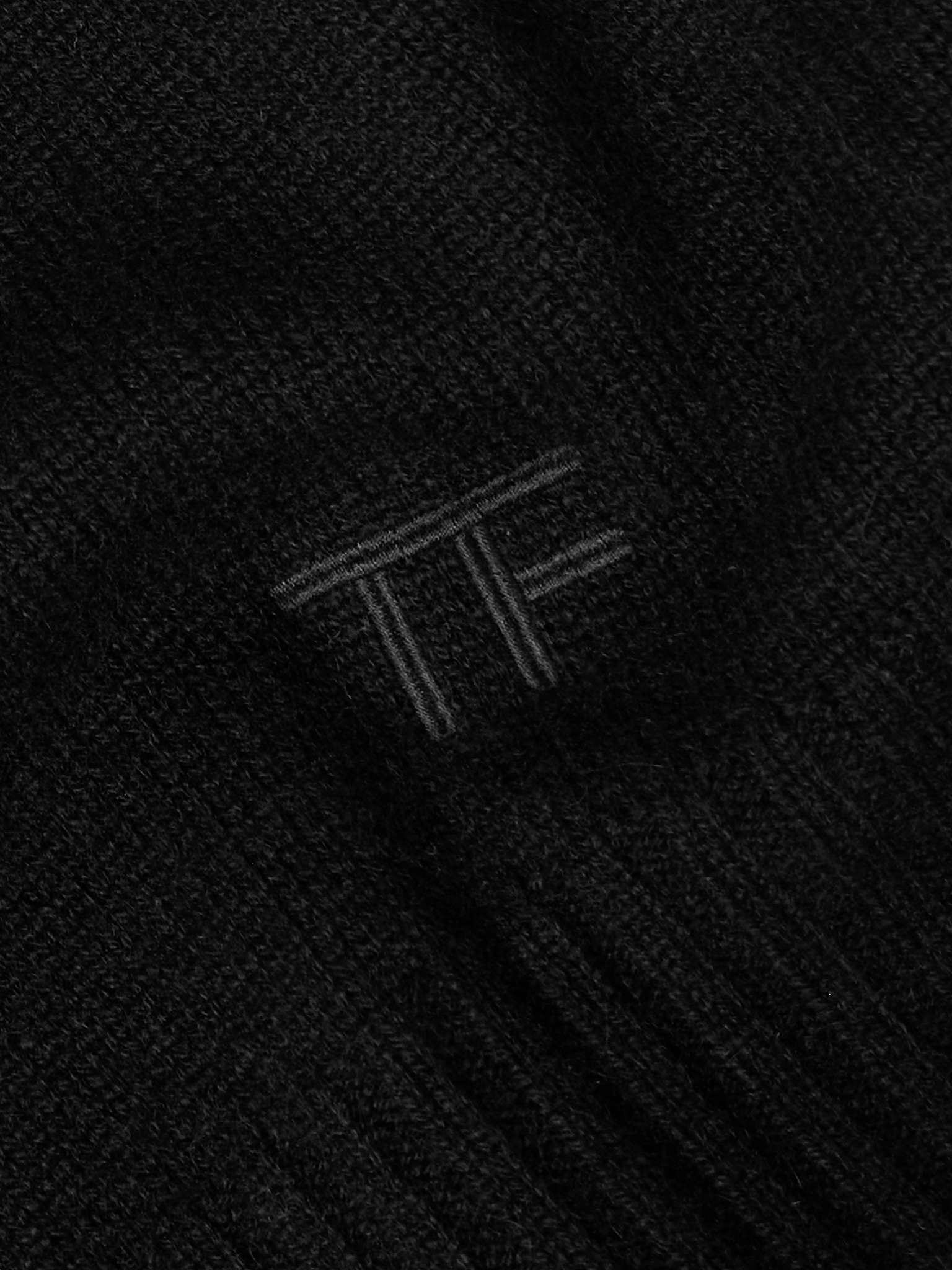 Slim-Fit Logo-Embroidered Brushed-Cashmere Sweater - 4