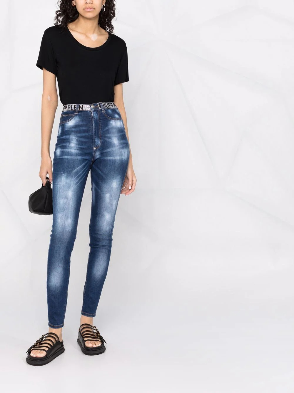 super high waist denim jeggings - 2