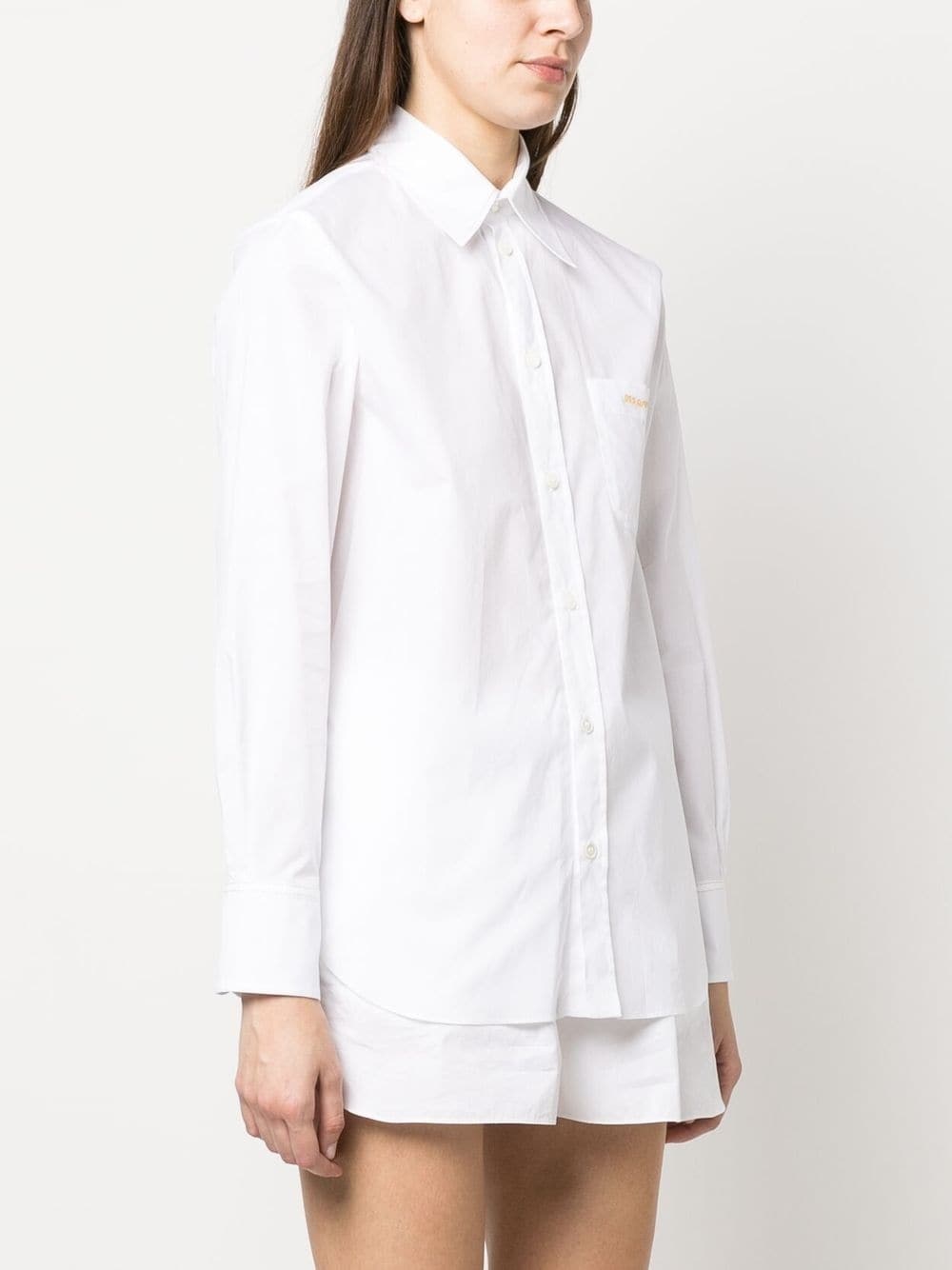 logo-embroidered cotton shirt - 3