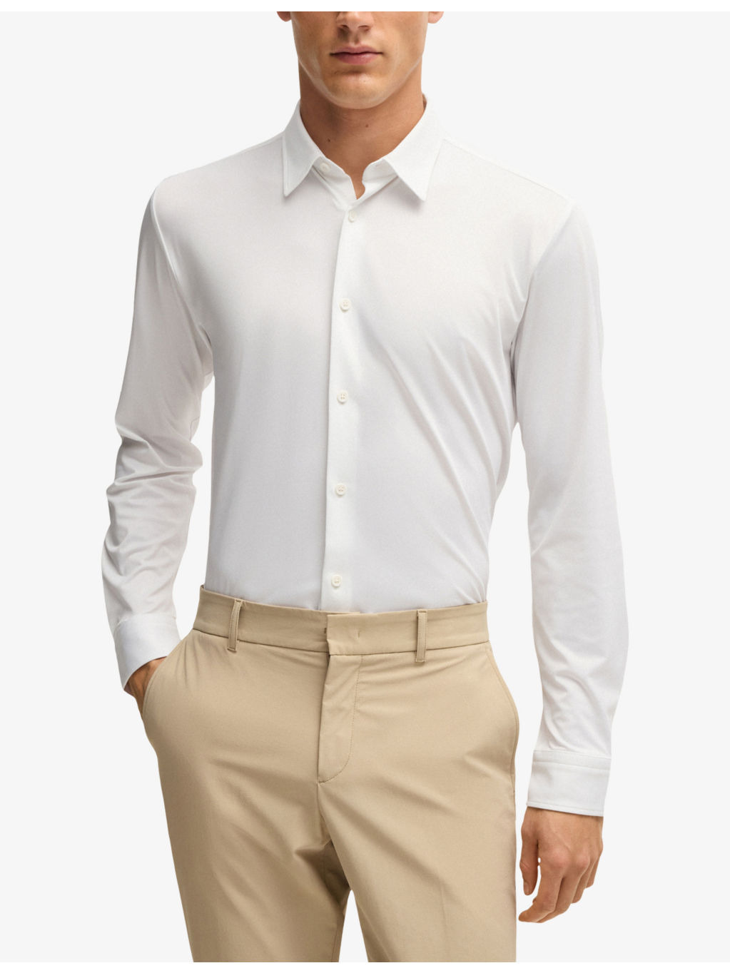 Long-sleeved stretch-woven shirt - 3