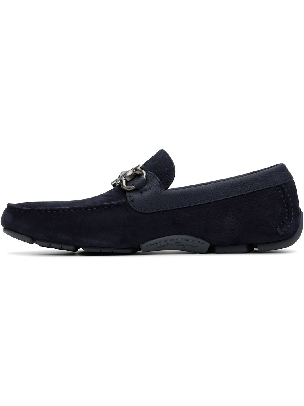 Navy Gancini Ornament Driver Loafers - 3