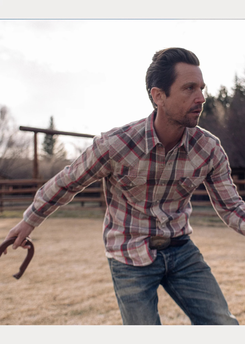 Slim Plaid Double Cloth Western Shirt 8