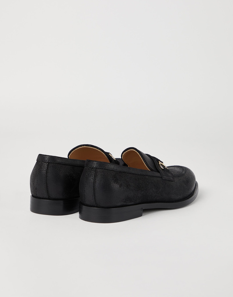 Brunello Cucinelli Oiled suede penny loafers with bit detail outlook