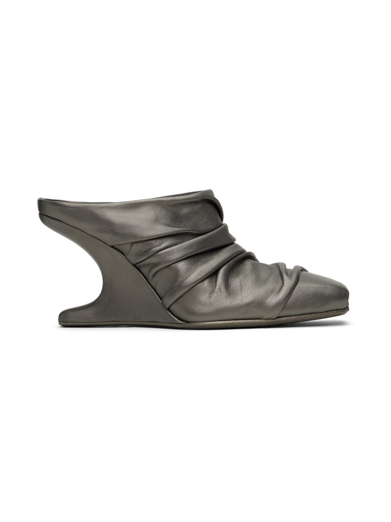 Gunmetal Cantilever And Twisted Mules 1