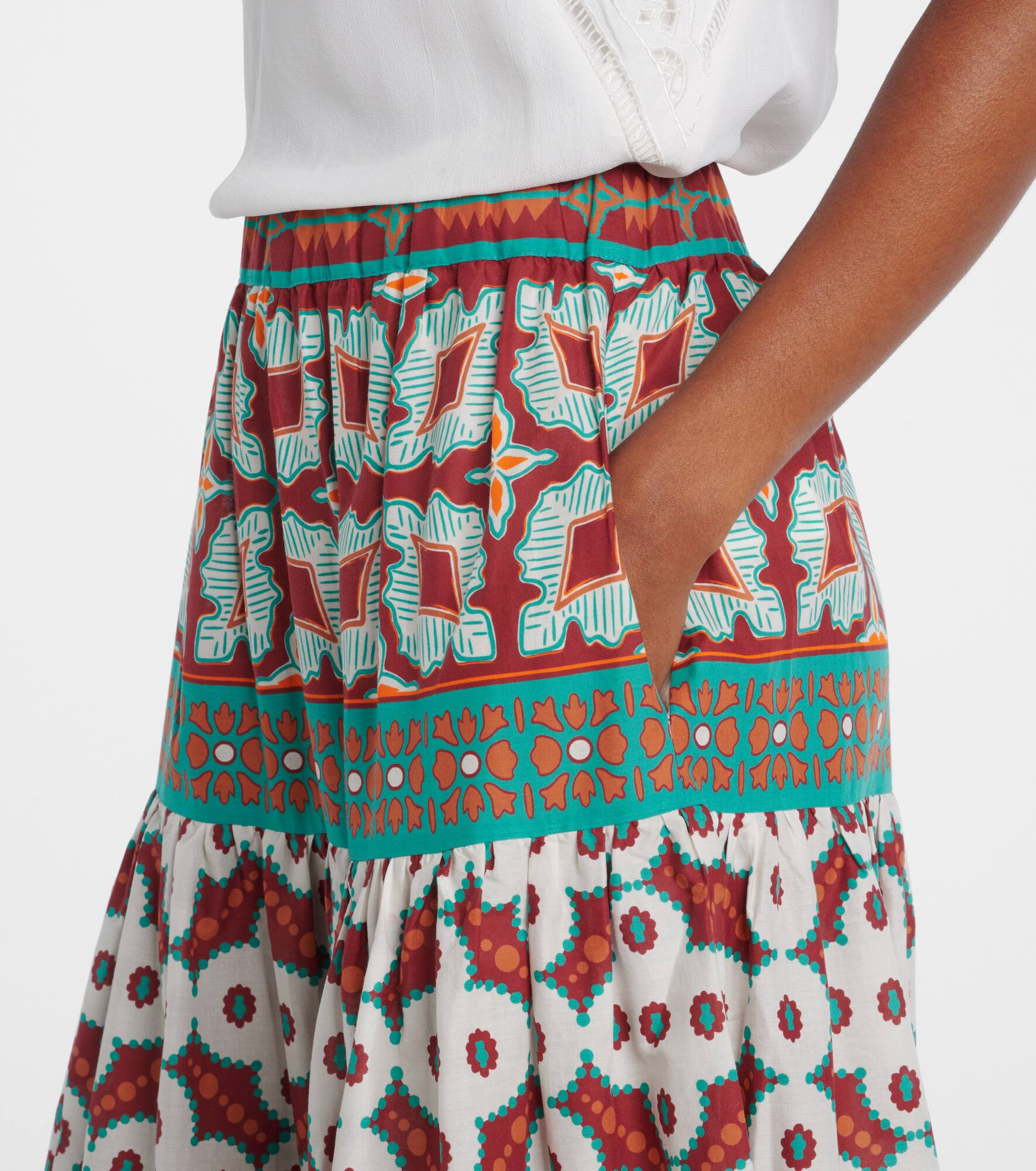 Big printed tiered cotton maxi skirt - 4