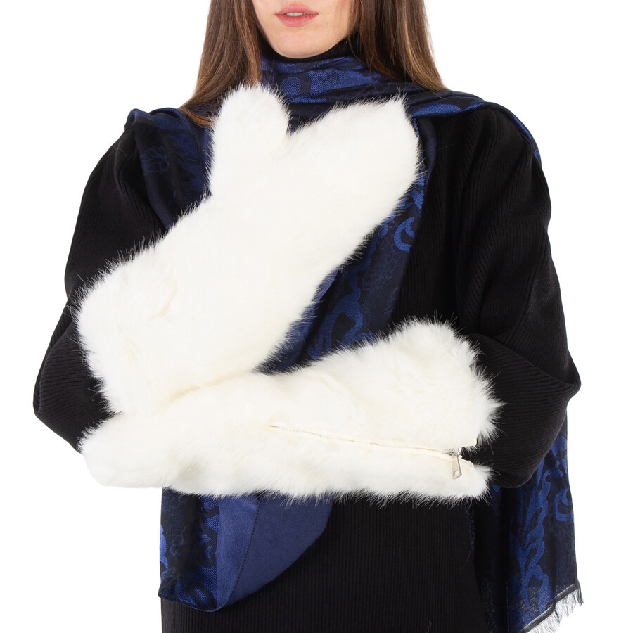 Moncler Stone Faux Fur Gloves, Size Small - 2