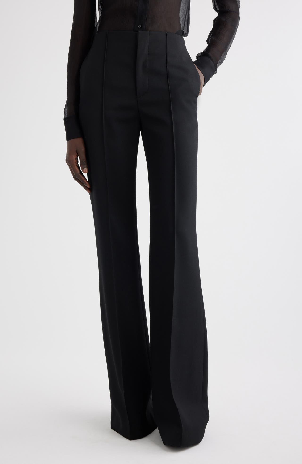 Chloé Wool Flare Trousers in Black at Nordstrom - 1