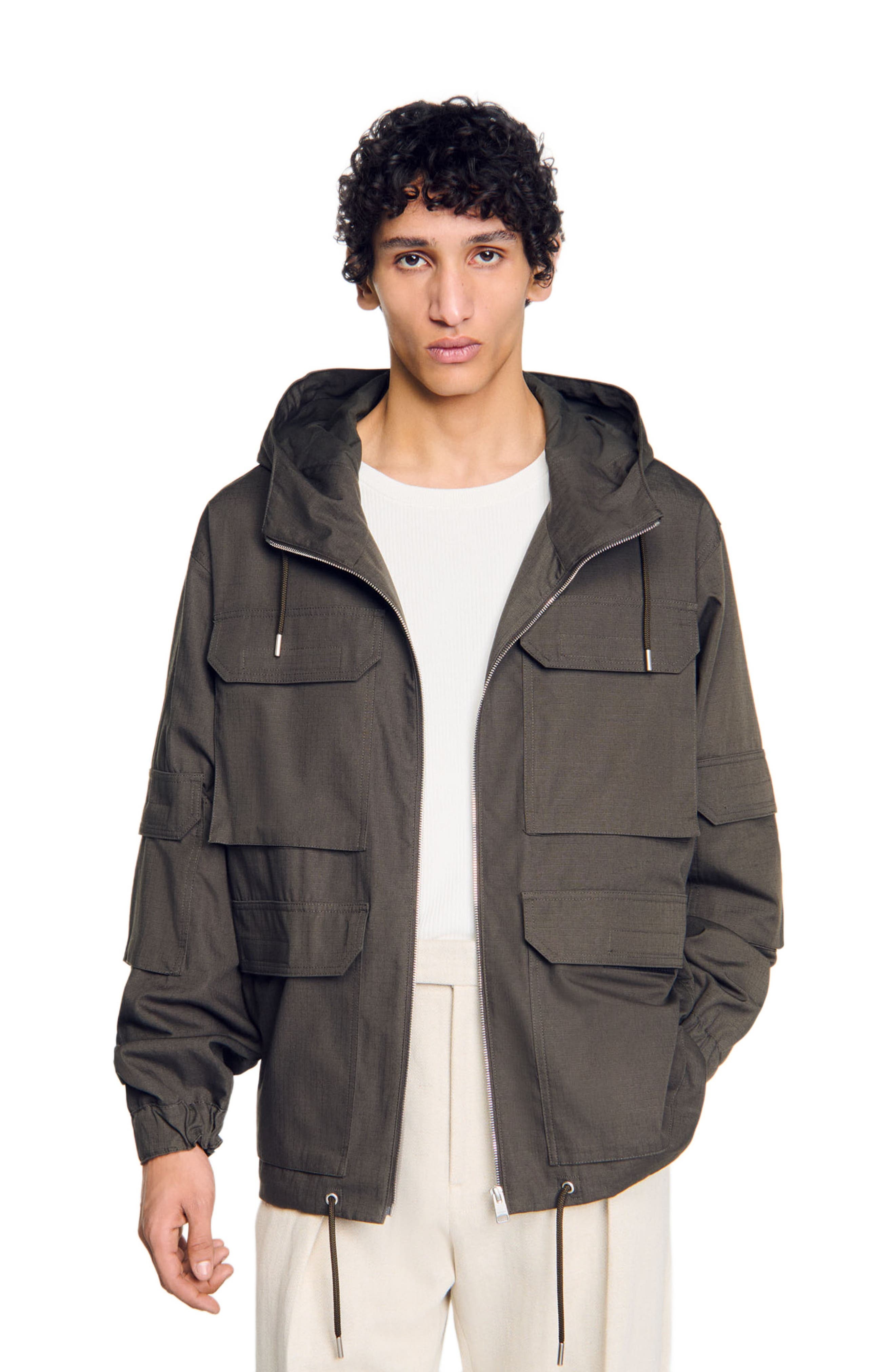 SANDRO Hooded military parka in Dark Kaki. at Nordstrom - 3
