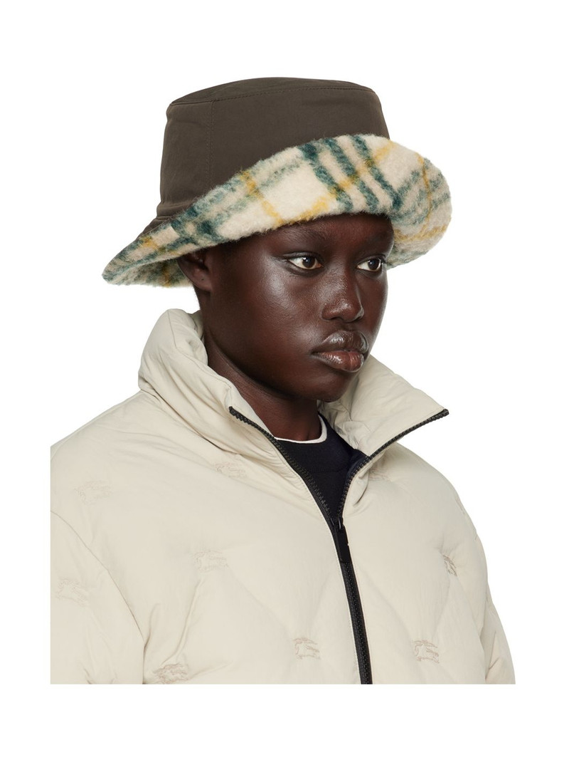 Brown Reversible Check Fleece Bucket Hat 2