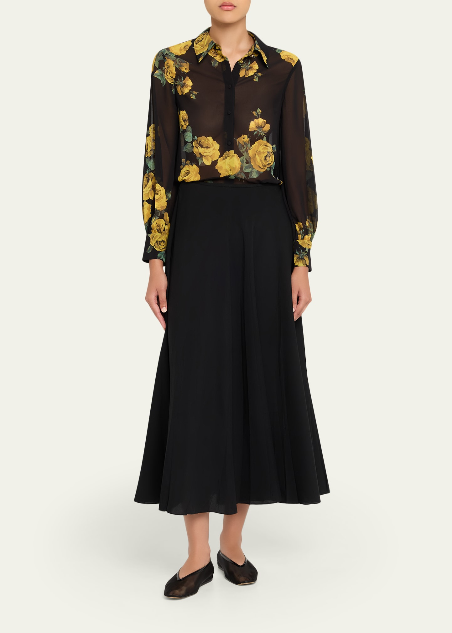 Candace Rosehips Blouson-Sleeve Buttoned Shirt - 2