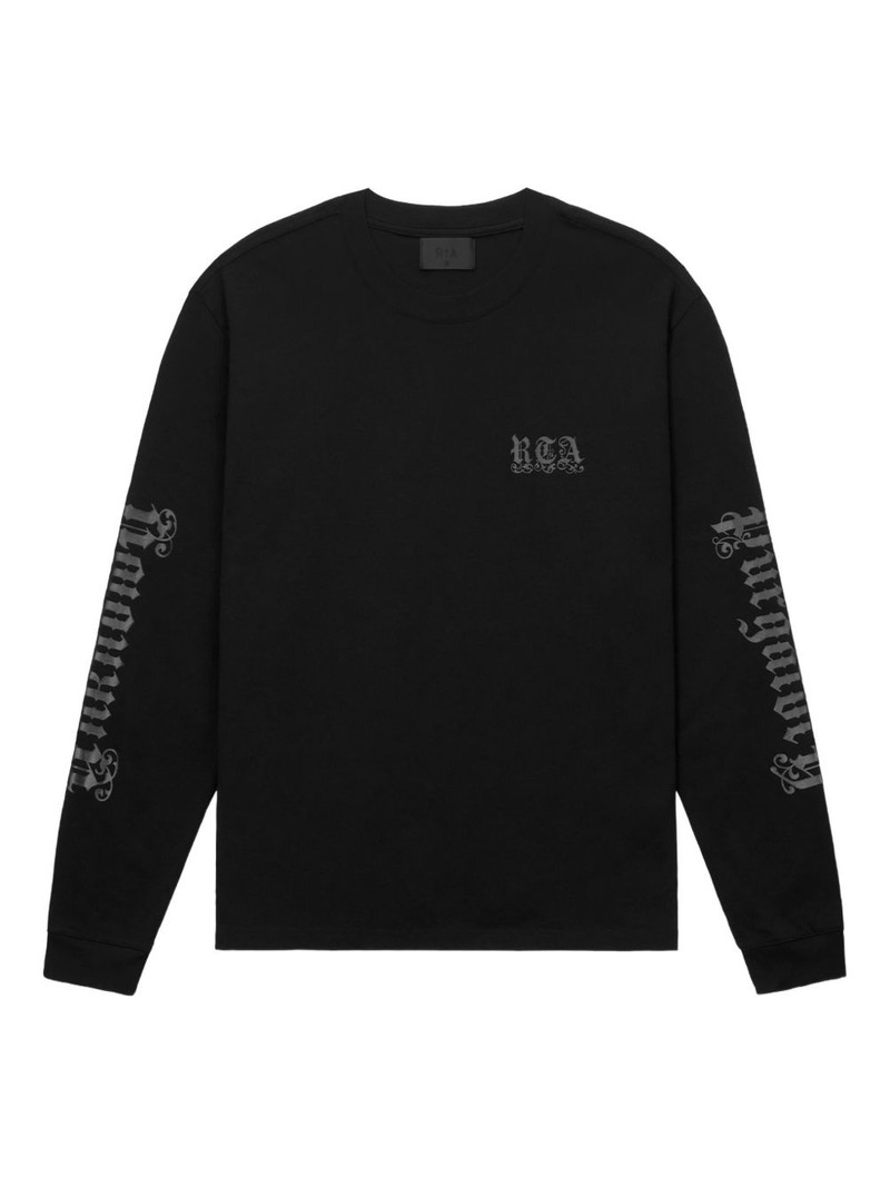 long-sleeve gothic-print t-shirt 1