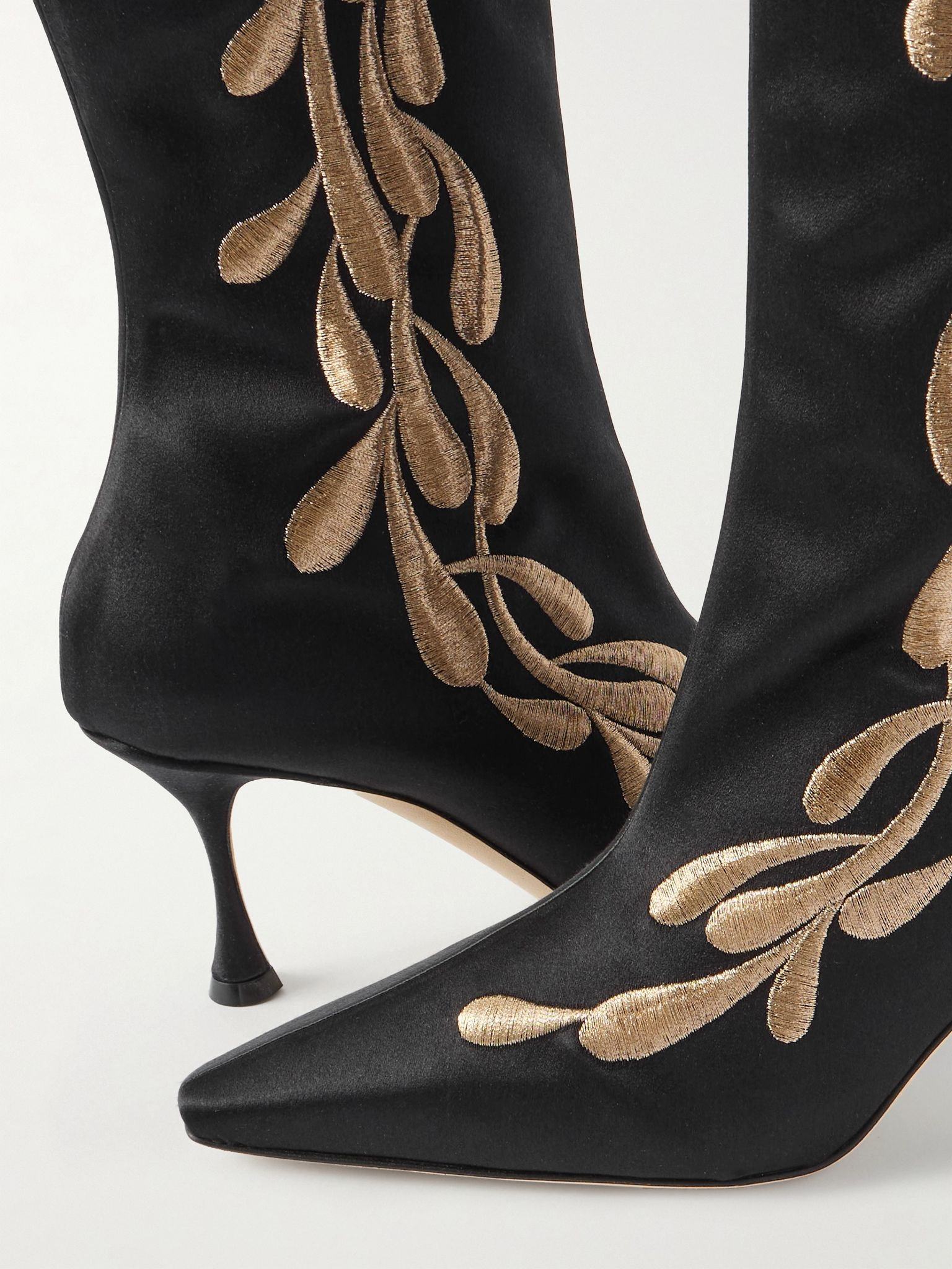 Menki 70 embroidered satin knee boots Black - 4