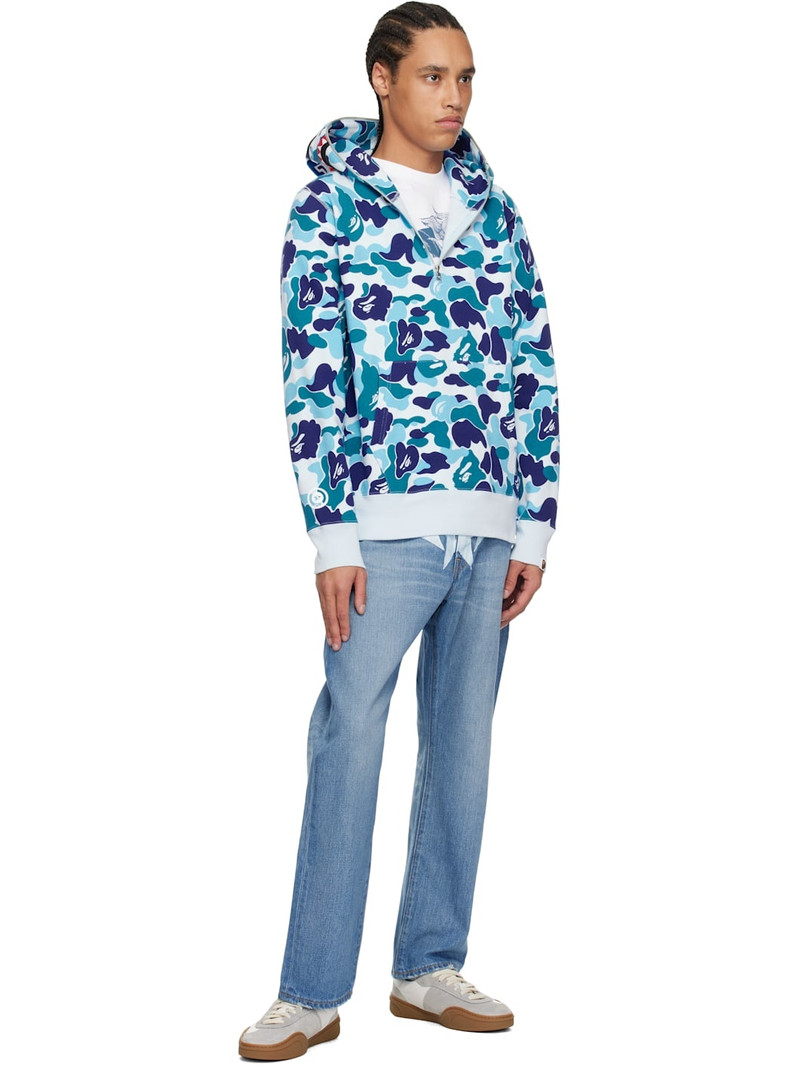 A BATHING APE® Blue ABC Camo Shark Half Zip Hoodie outlook