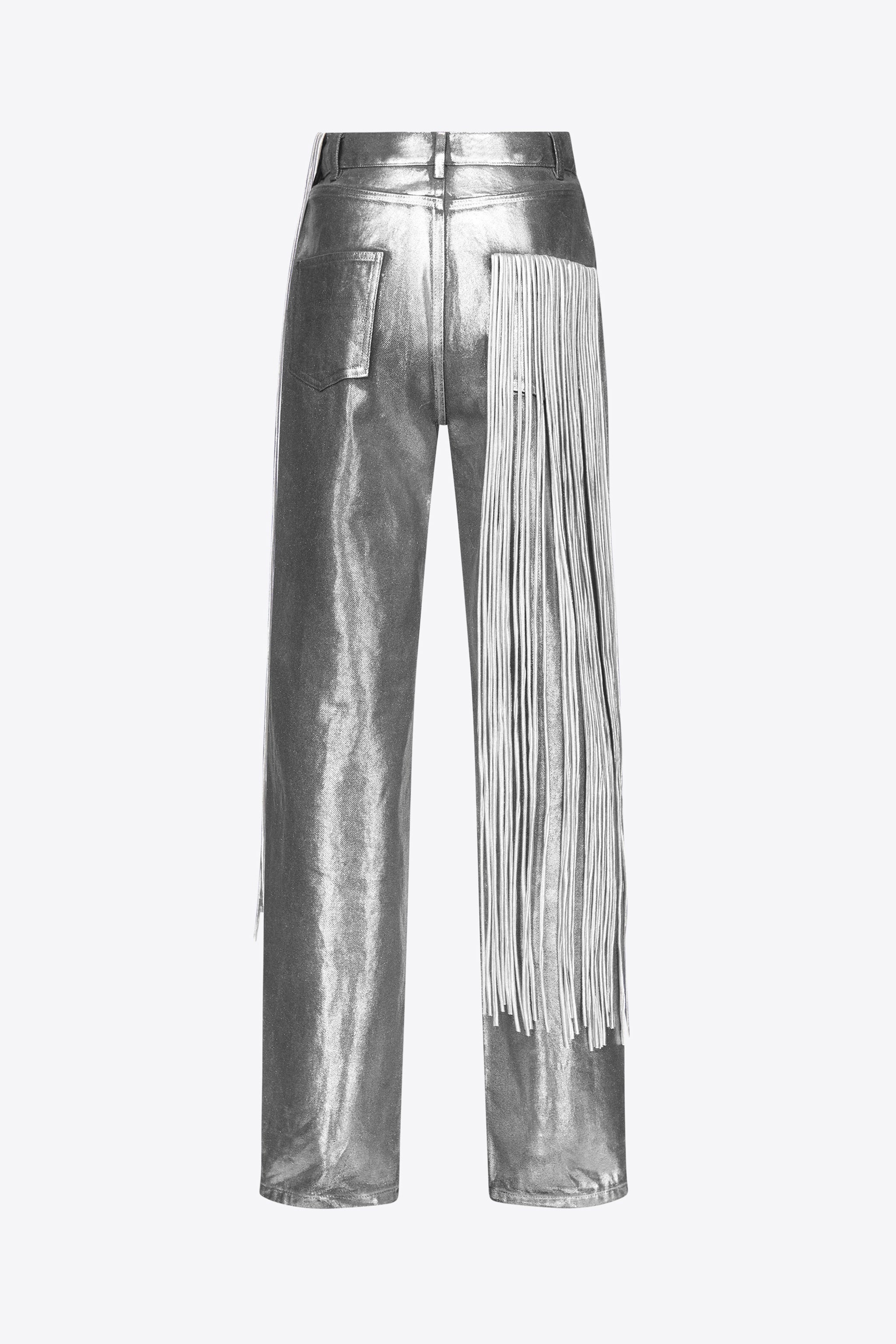 METALLIC FRINGE STRAIGHT LEG JEAN - 2