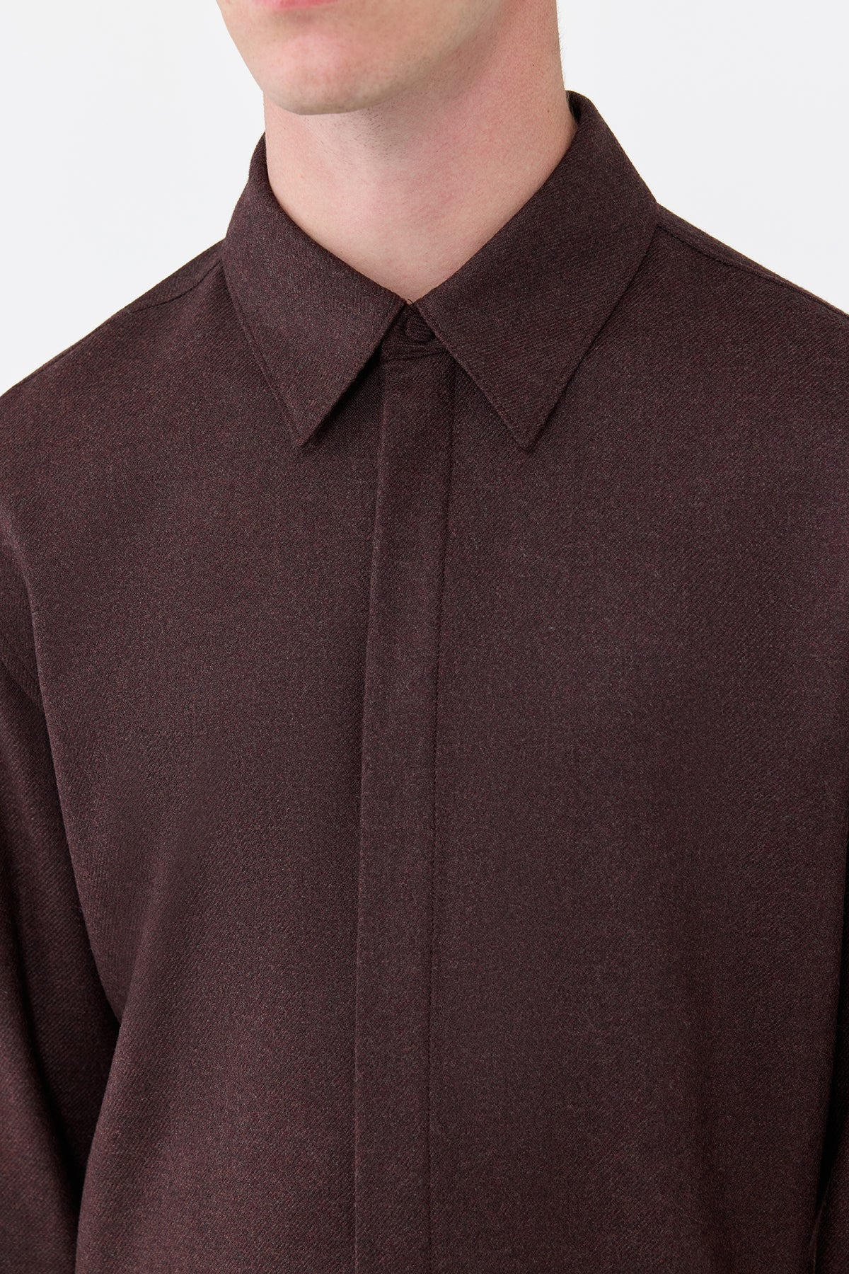 Abbe Shirt in Burnt Sienna Virgin Wool Cashmere - 5