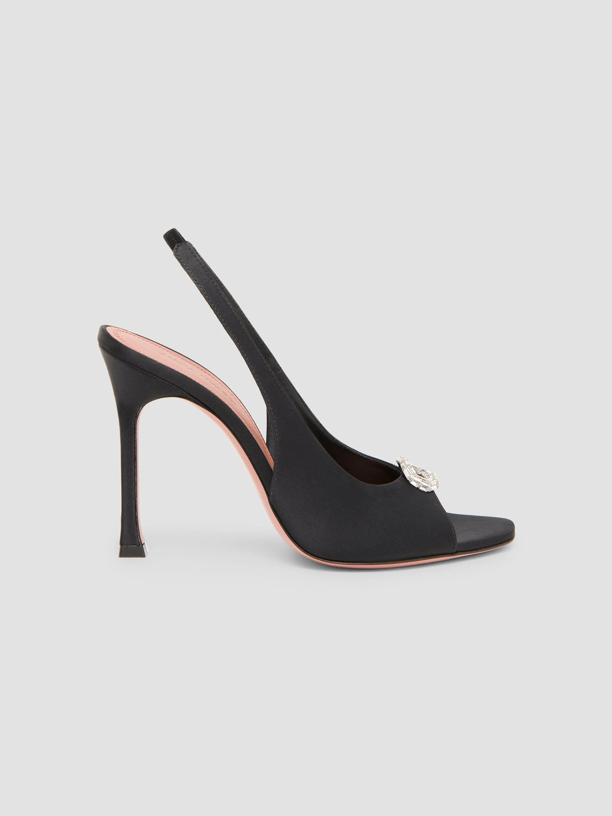 Women's Camelia 95MM Silk Satin Slingback Sandals - Black Satin White - 1
