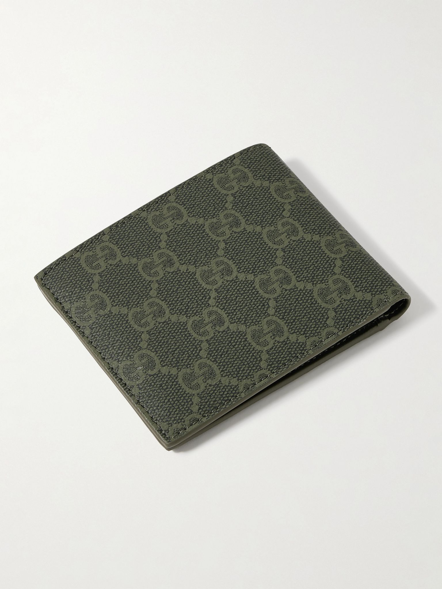 GG Supreme Monogrammed Coated-Canvas and Leather Billfold Wallet Gray - 2