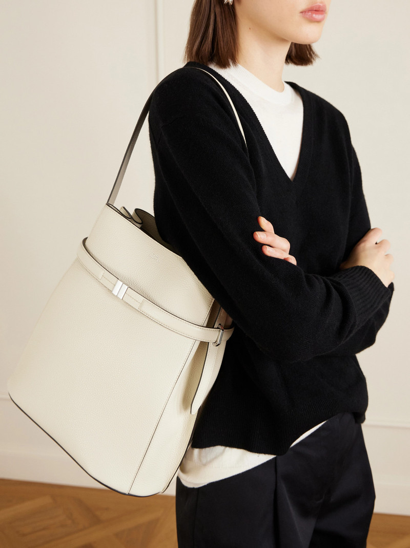 TOTEME Belted Textured-leather Tote outlook