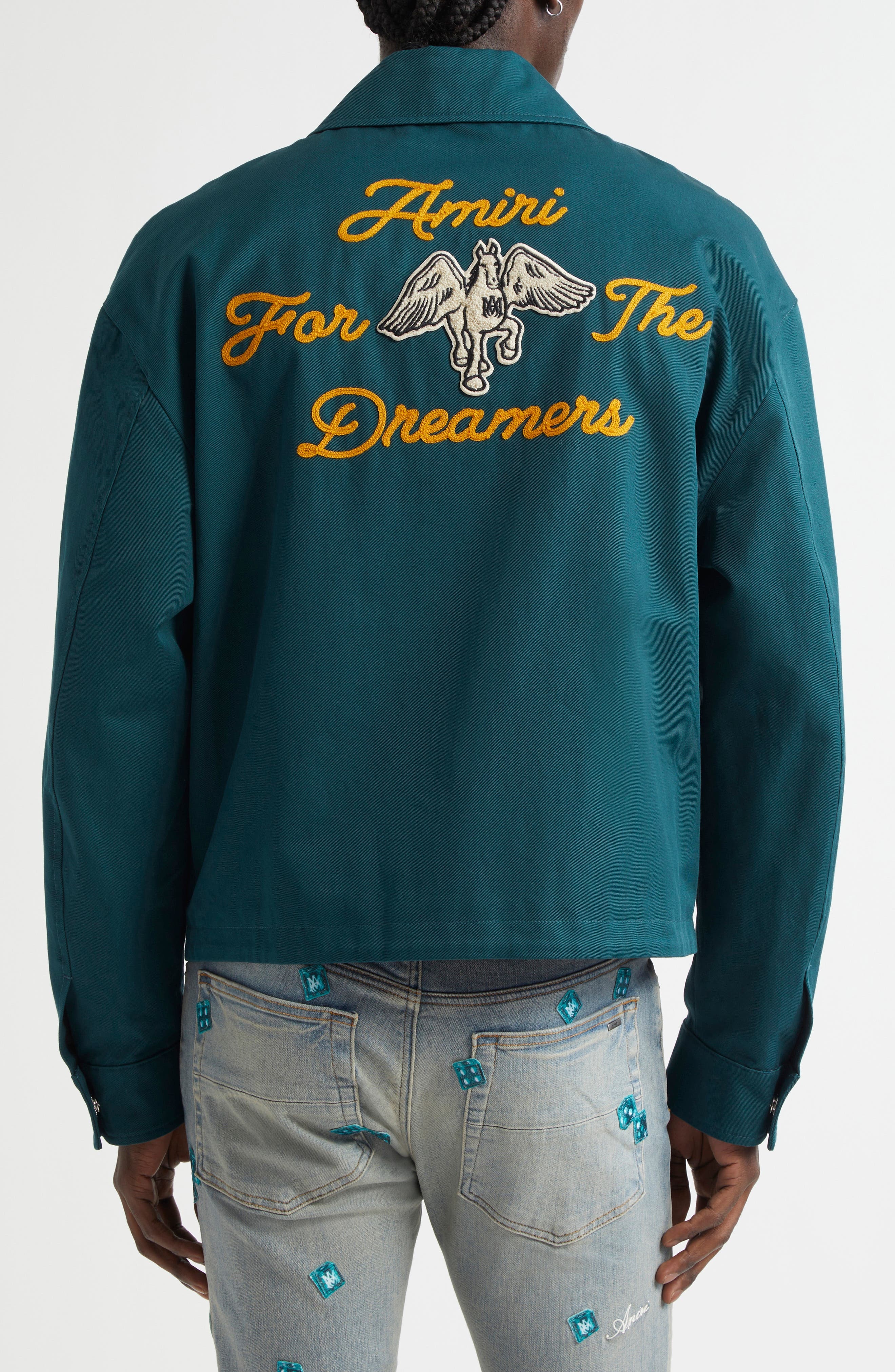 AMIRI Pegasus Patch Zip Blouson Jacket in Evergreen at Nordstrom - 2