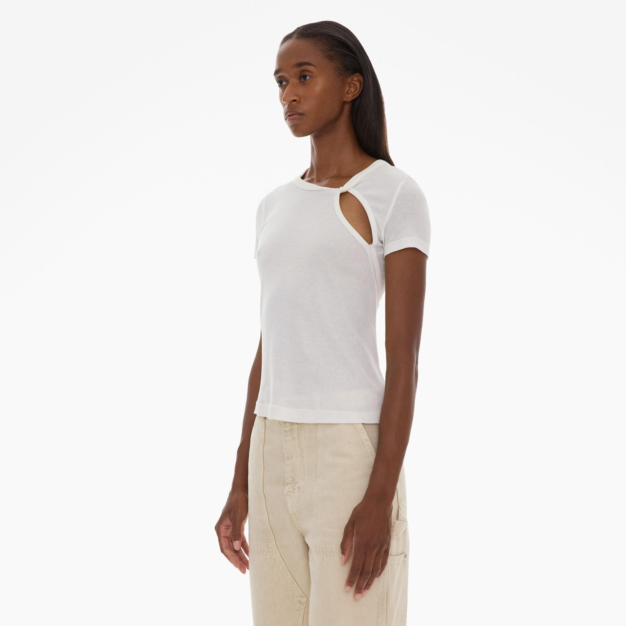 ASYMMETRICAL SLASH SHORT SLEEVE TOP - 5