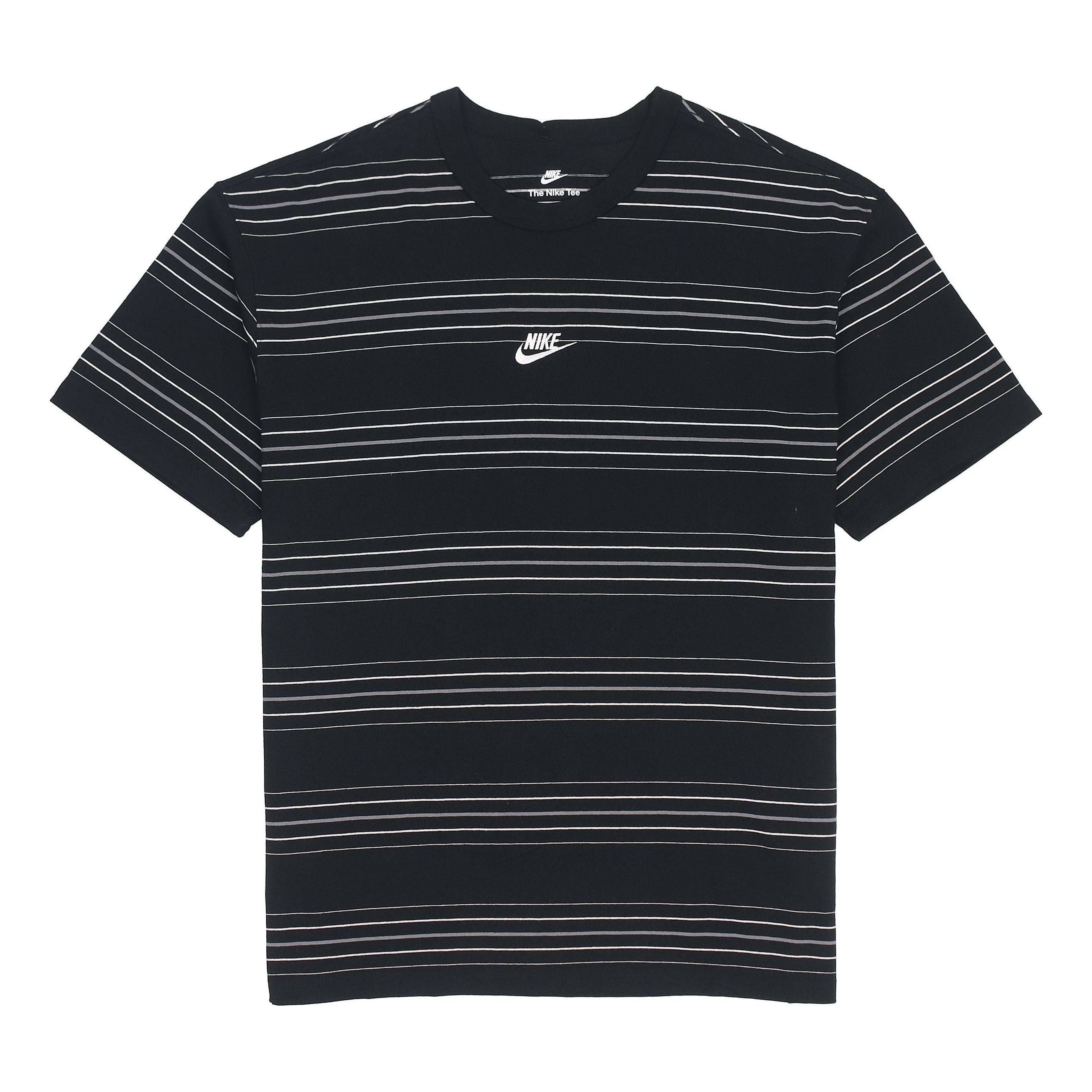 Men's Nike Brand logo Stripe Round Neck Short Sleeve Black T-Shirt DQ1117-010 - 1