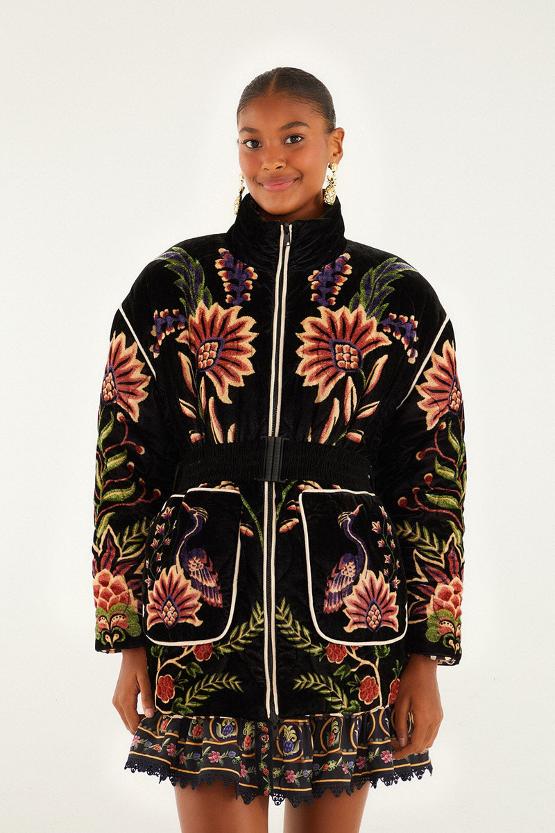 Black Marvelous Garden Puffer Jacket - 1