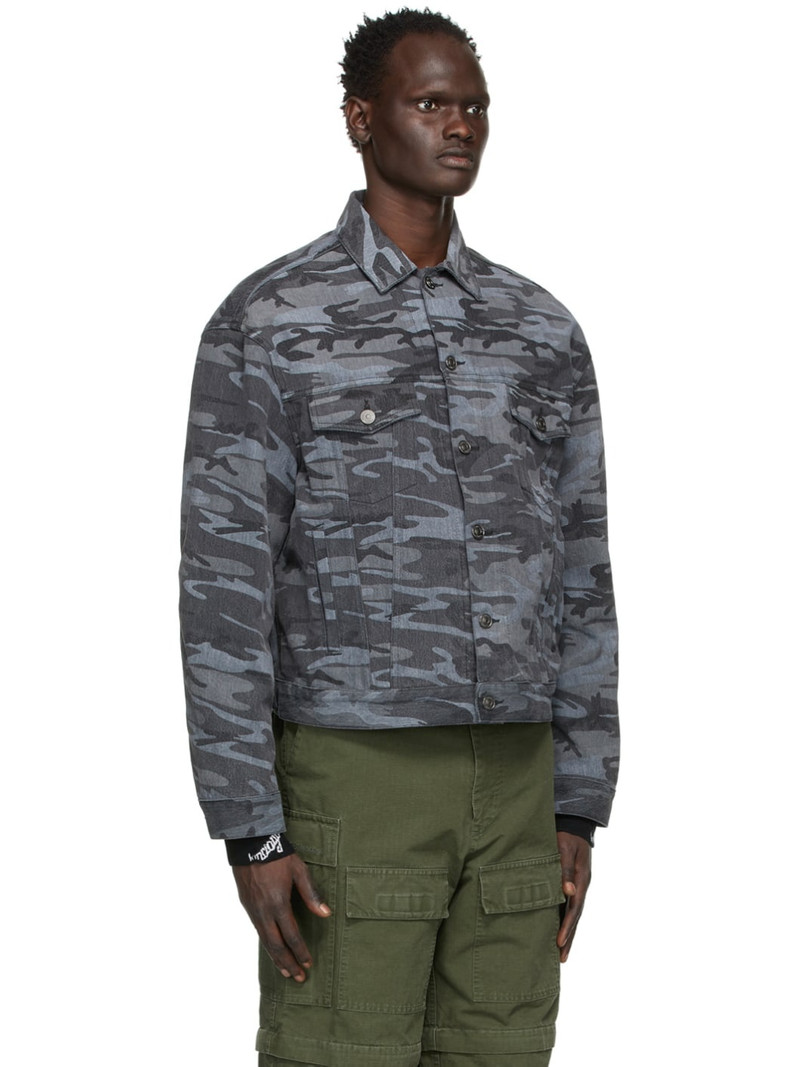 BALENCIAGA Black Denim Camo Large Fit Jacket outlook