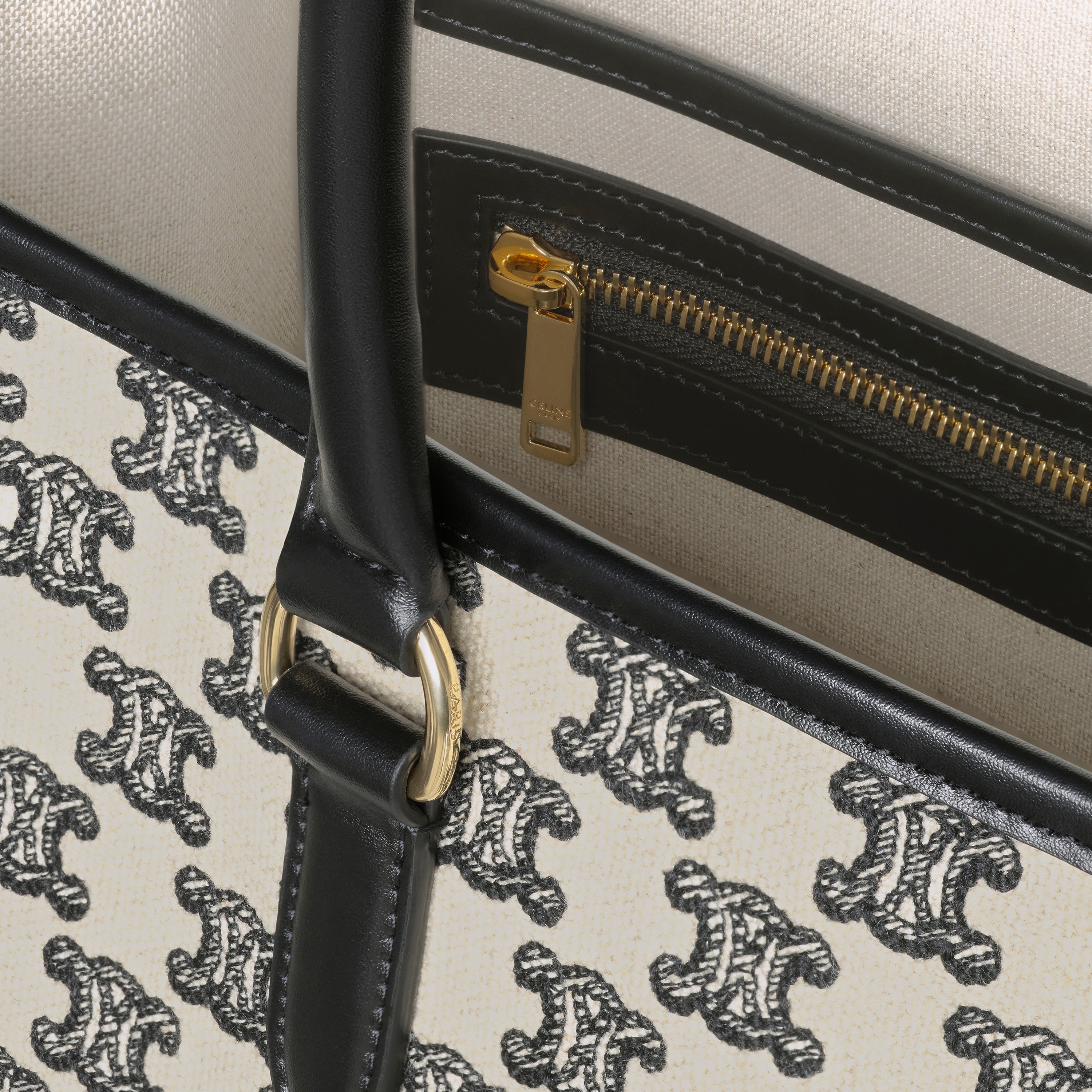 Horizontal Cabas in Textile with Triomphe Embroidery - 4