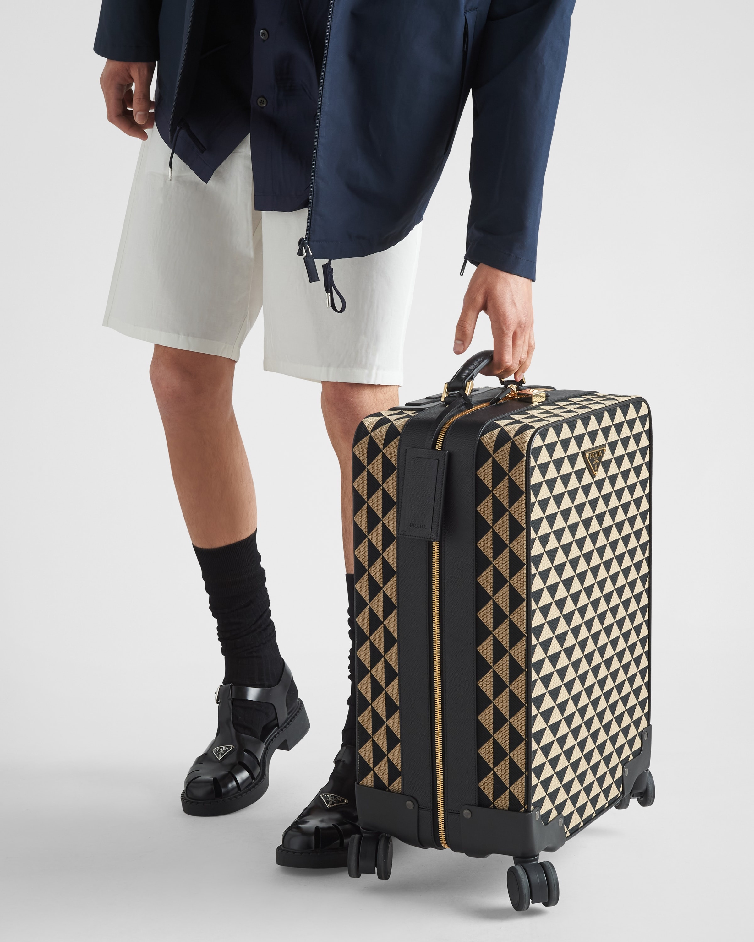 Prada Symbole embroidered fabric trolley - 9