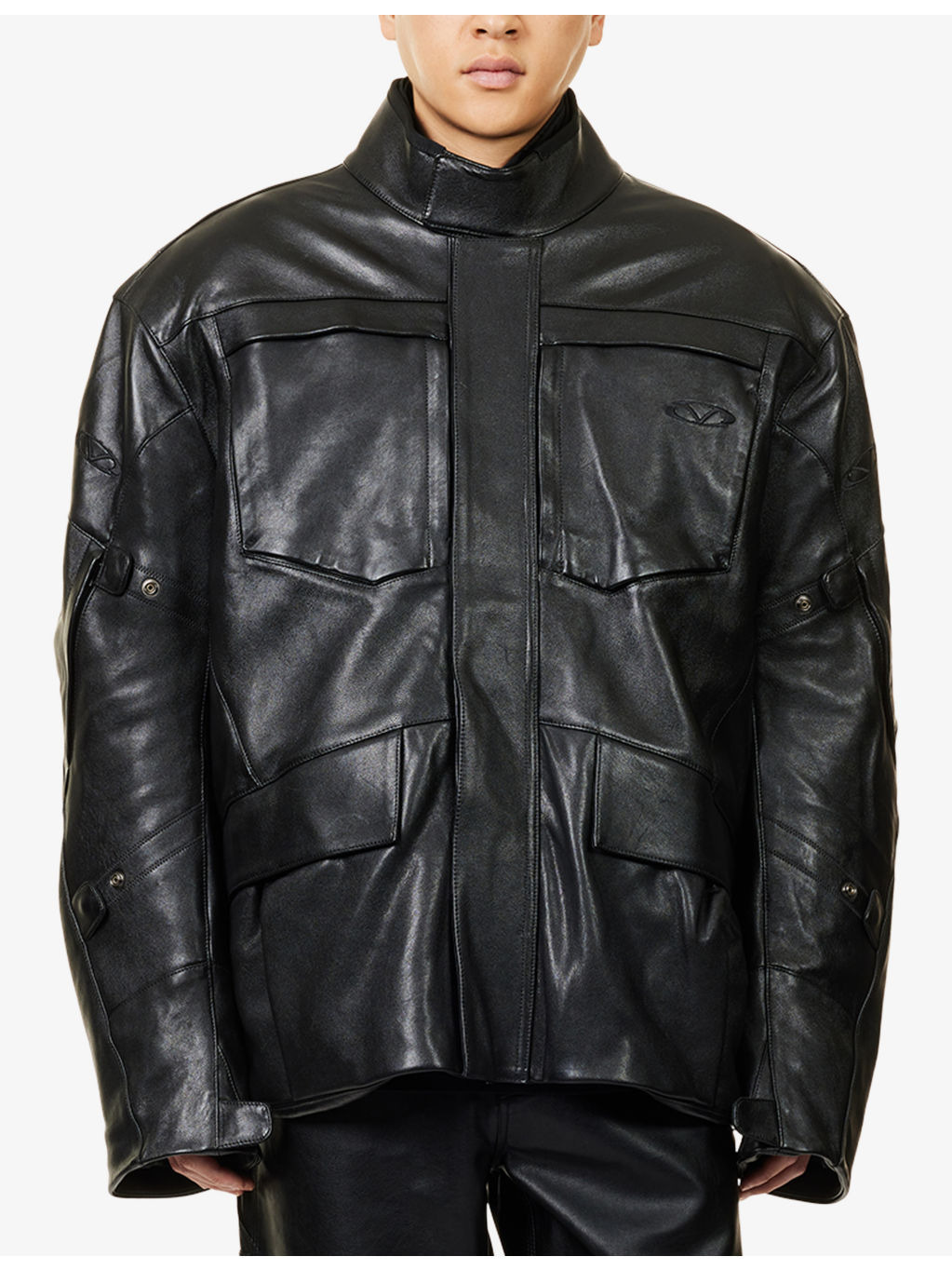 Layered Relaxed-Fit Leather Jacket - 3