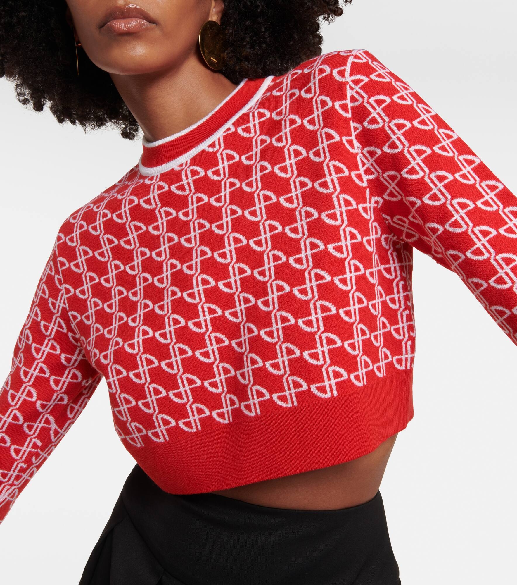 Logo jacquard wool sweater - 4