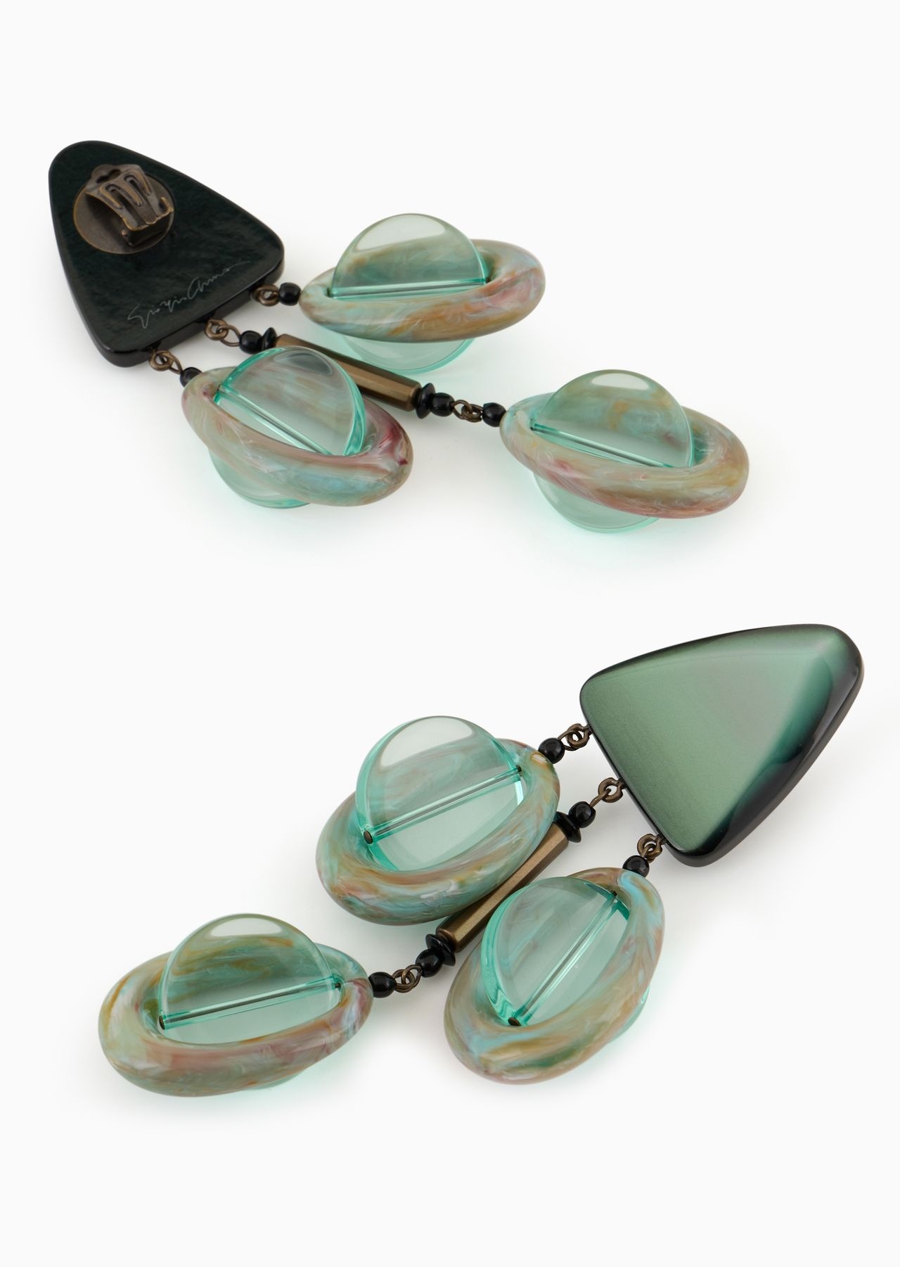 Resin clip-on pedant earrings - 2