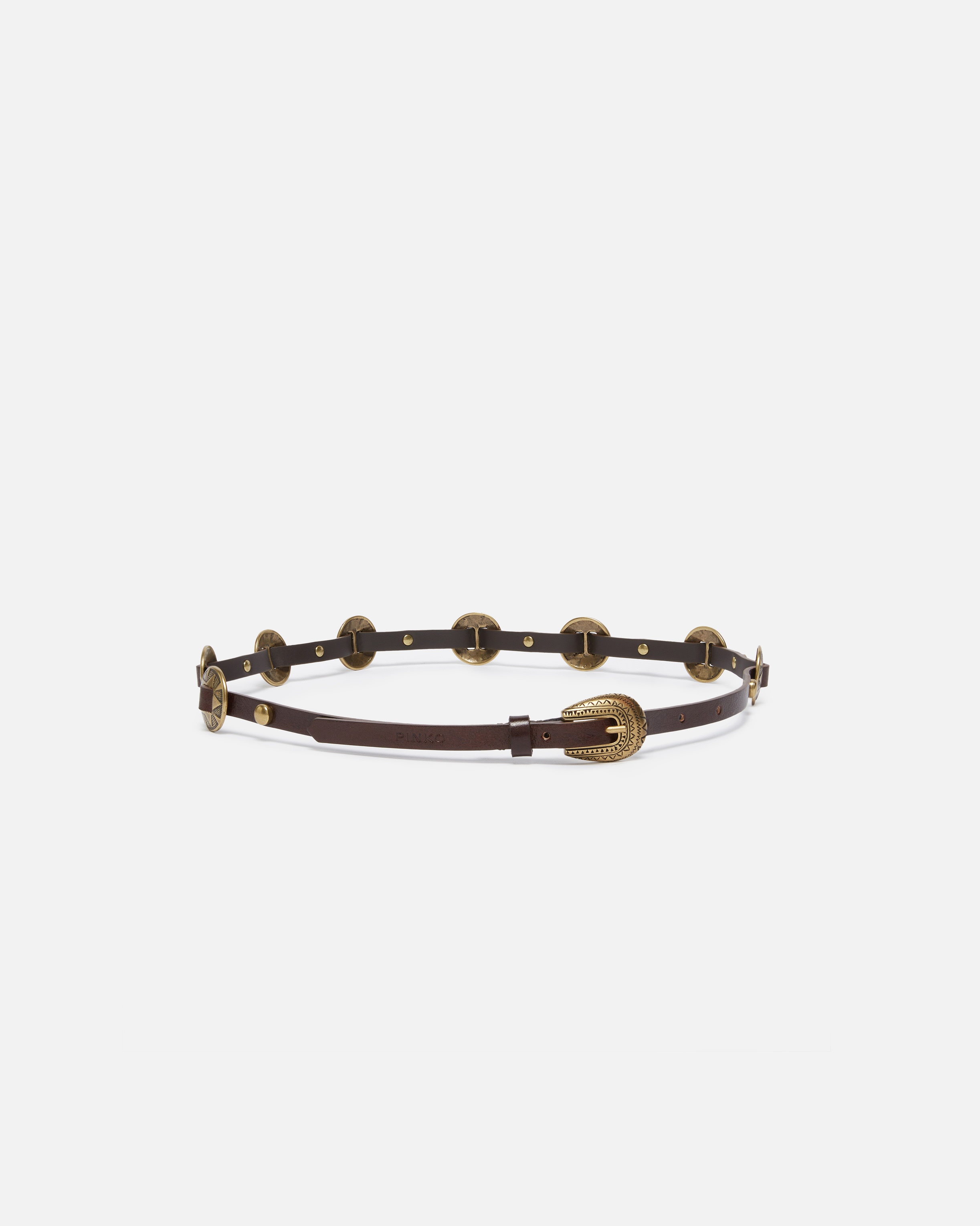 THIN BELT WITH ENGRAVED METAL PLATES 1CM - 2