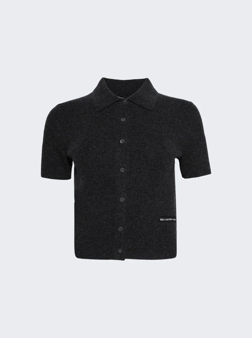 Polo Cardigan With Knit Logo Patch Charcoal - 1