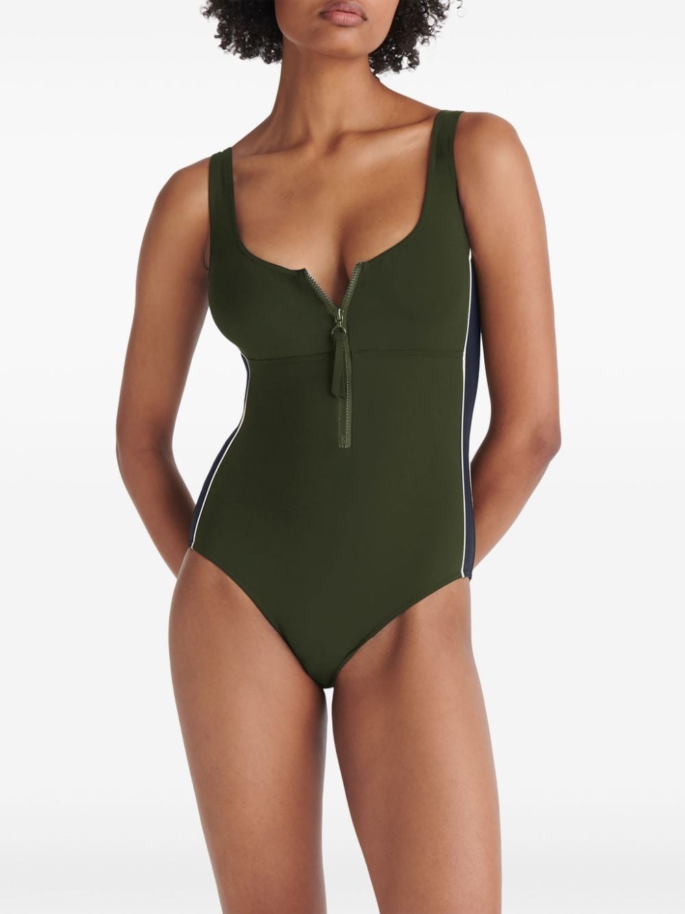 Tribune zipped side-stripe swimsuit - 4