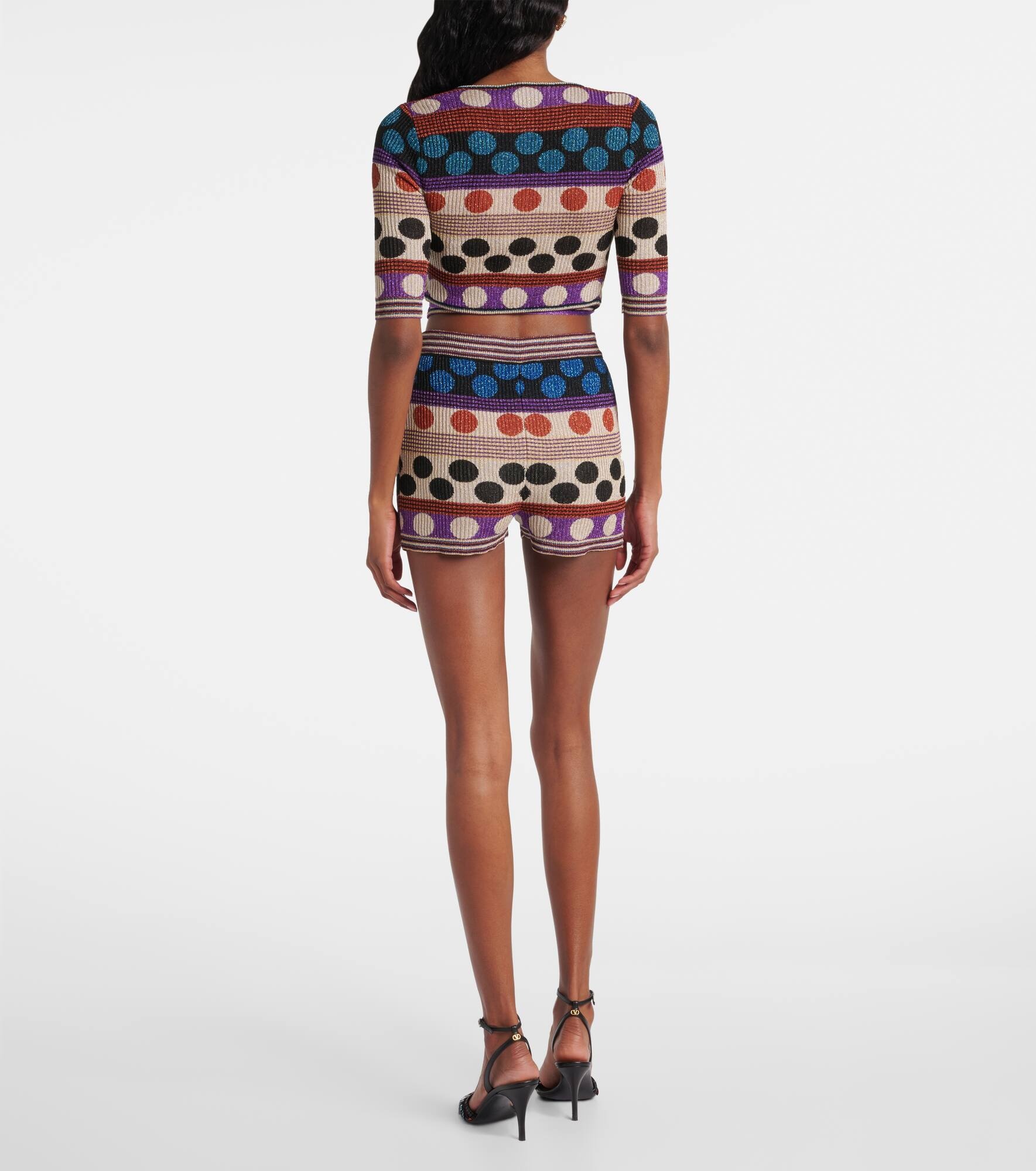 Polka-dot jacquard lamé wrap top - 3