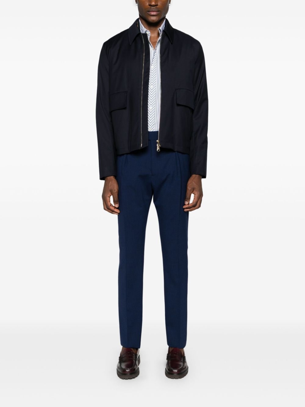 zipped wool shirt jacket - 2