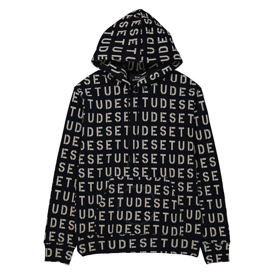 Etudes Men's Navy Stencil Allover Logo-Pront Hoodie - 1