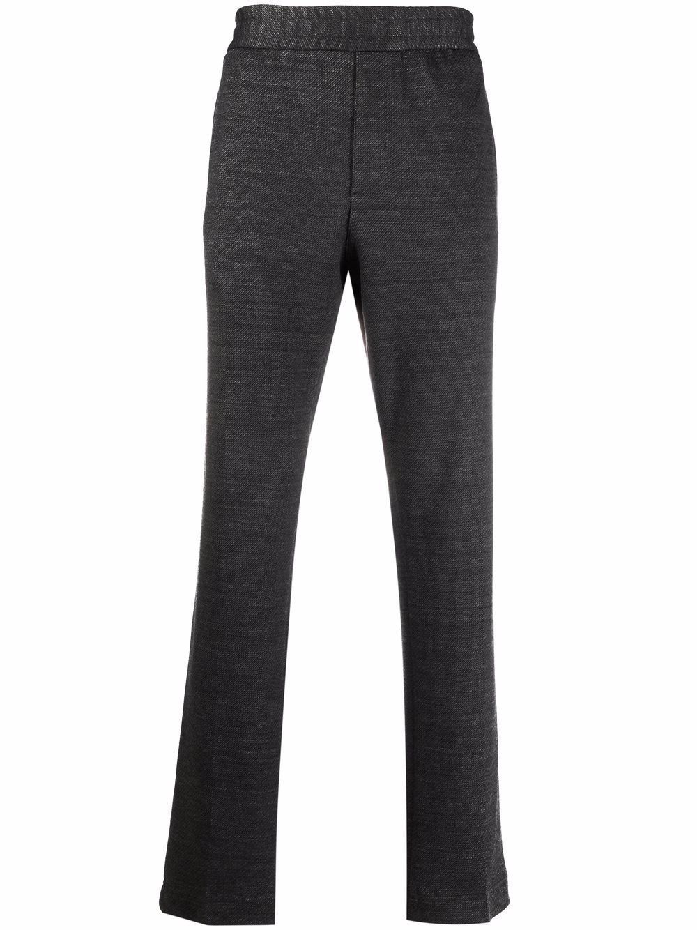 elasticated-waistband straight-leg trousers - 1