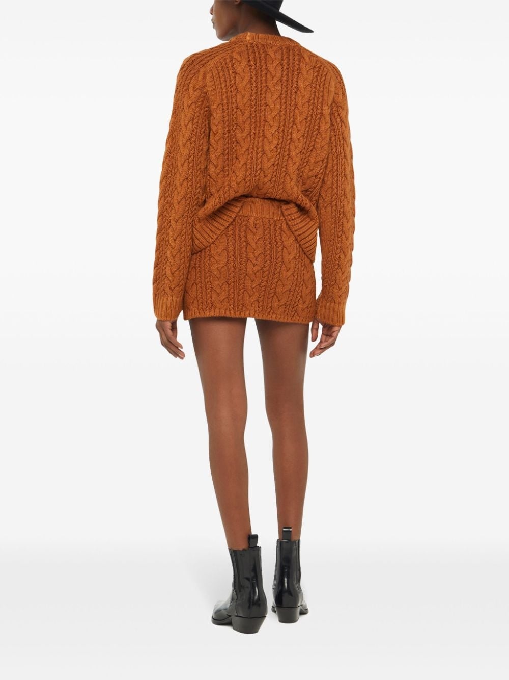 cable-knit mid-rise skirt - 5