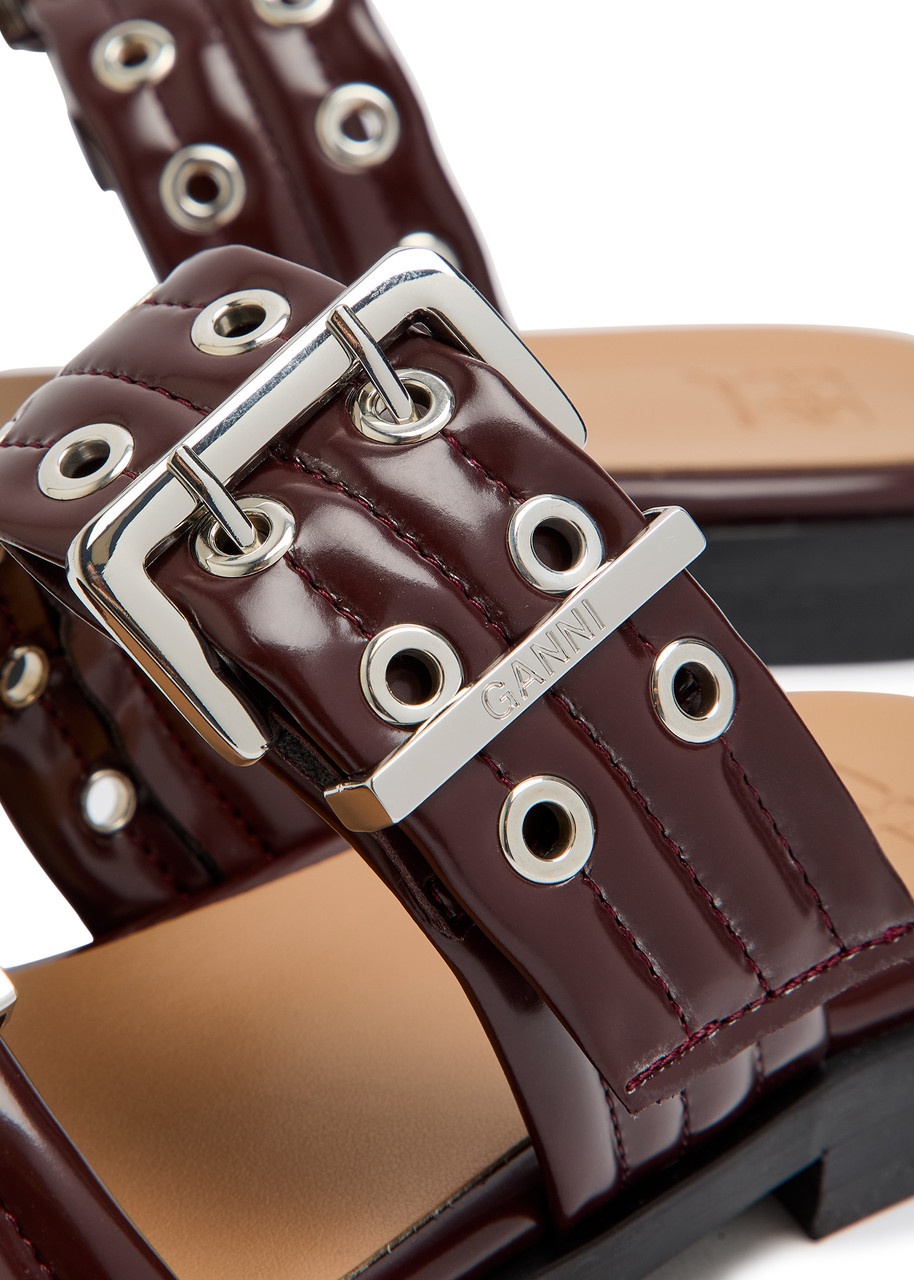 Ganni Feminine Buckle Faux Leather Sliders - 4