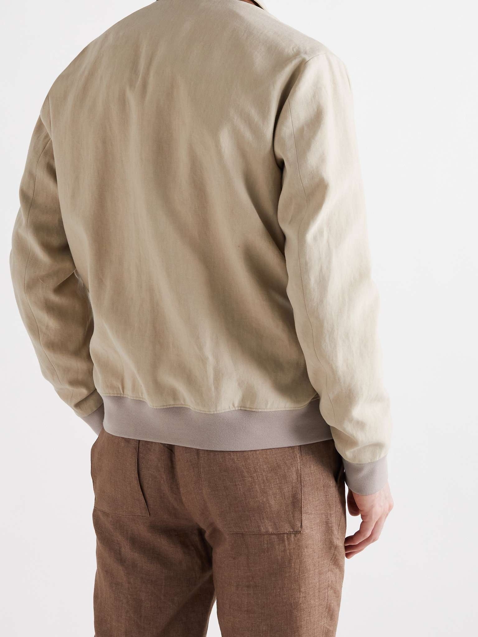 Camp-Collar Linen Bomber Jacket - 4