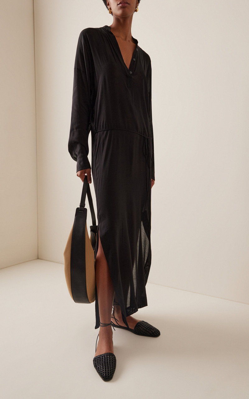 BONDI BORN Cremona Gauze Maxi Dress black outlook