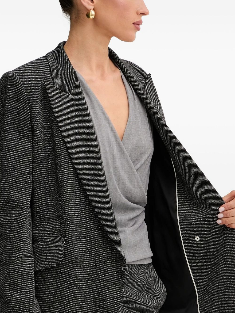 pinstripe peak-lapel blazer - 4
