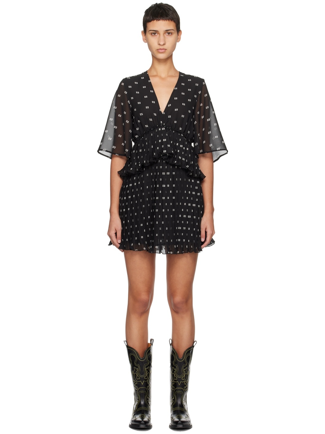 Black Pleated Minidress - 1