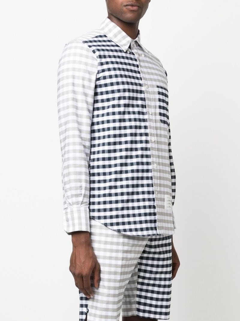 panelled gingham cotton shirt - 3