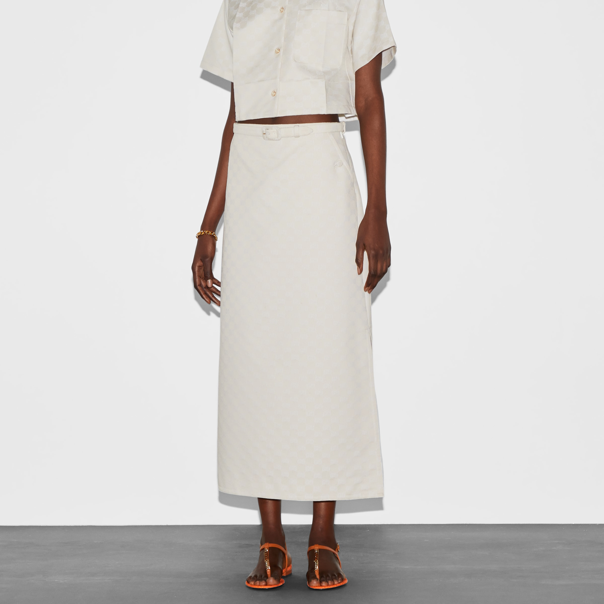 GG cotton gabardine skirt - 3